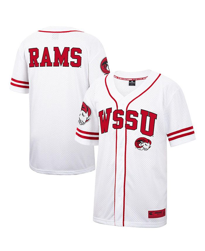 Colosseum Men's White and Red Winston-Salem State Rams Free Spirited Baseball Jersey