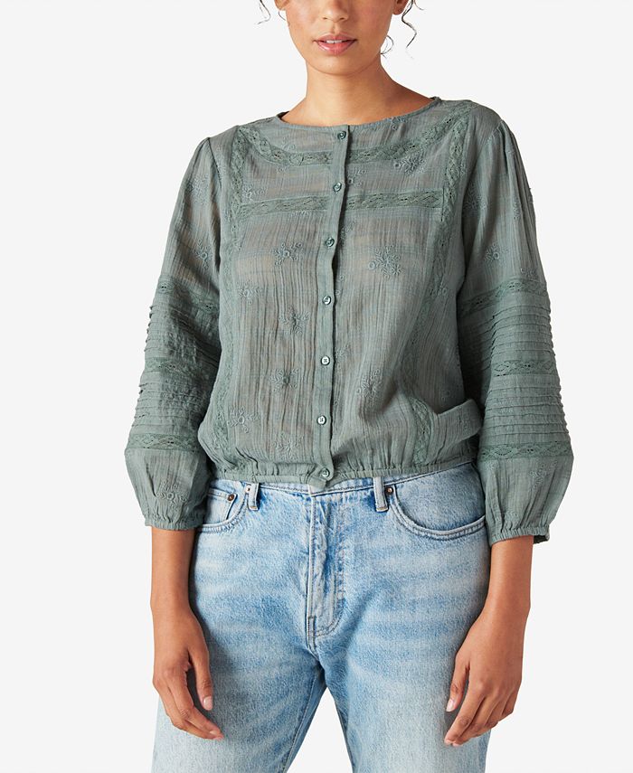 Lucky Brand Textured Popover Top