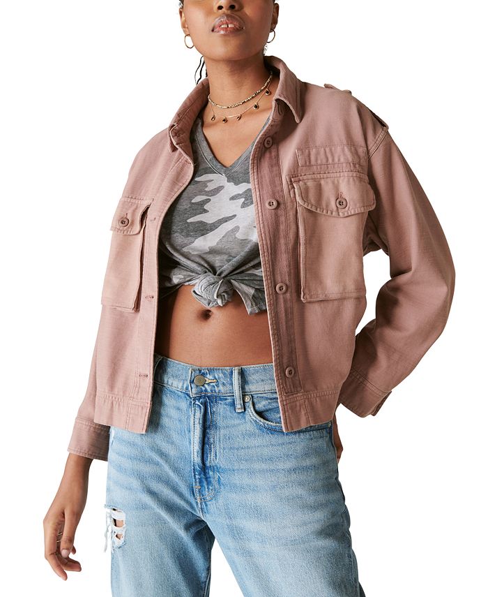 Lucky Brand Women's Cropped Twill Utility Jacket