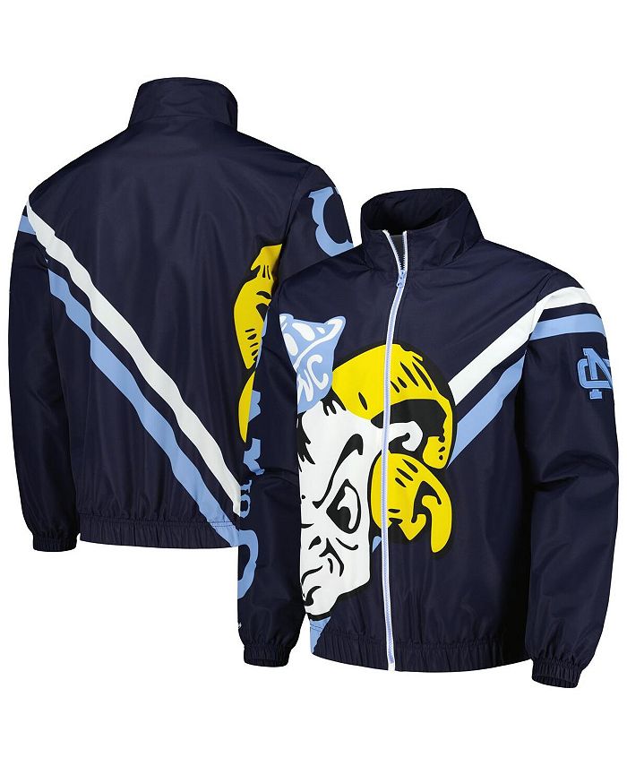 Mitchell & Ness Men's Navy North Carolina Tar Heels Exploded Logo Warm Up Full-Zip Jacket