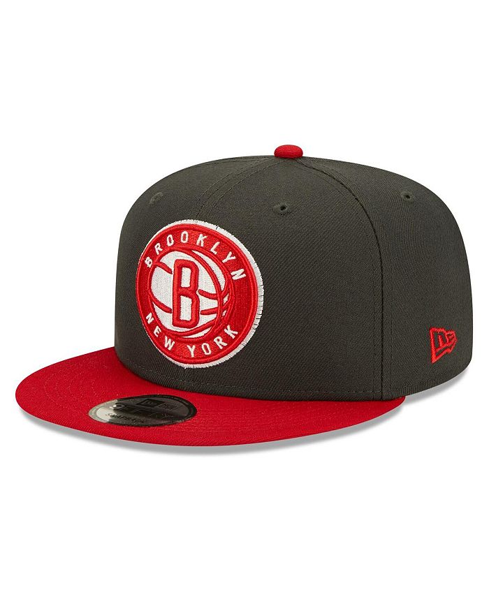 New Era Men's Charcoal, Scarlet Brooklyn Nets Two-Tone Color Pack 9FIFTY Snapback Hat
