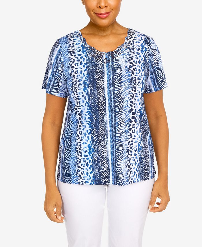 Alfred Dunner Women's Animal Stripe T-shirt