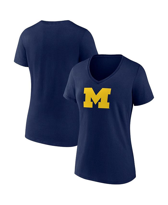 Fanatics Women's Branded Navy Michigan Wolverines Evergreen Logo V-Neck T-shirt