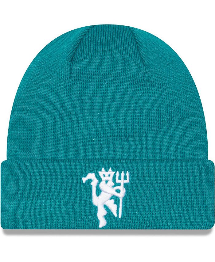 New Era Men's Turquoise Manchester United Seasonal Cuffed Knit Hat