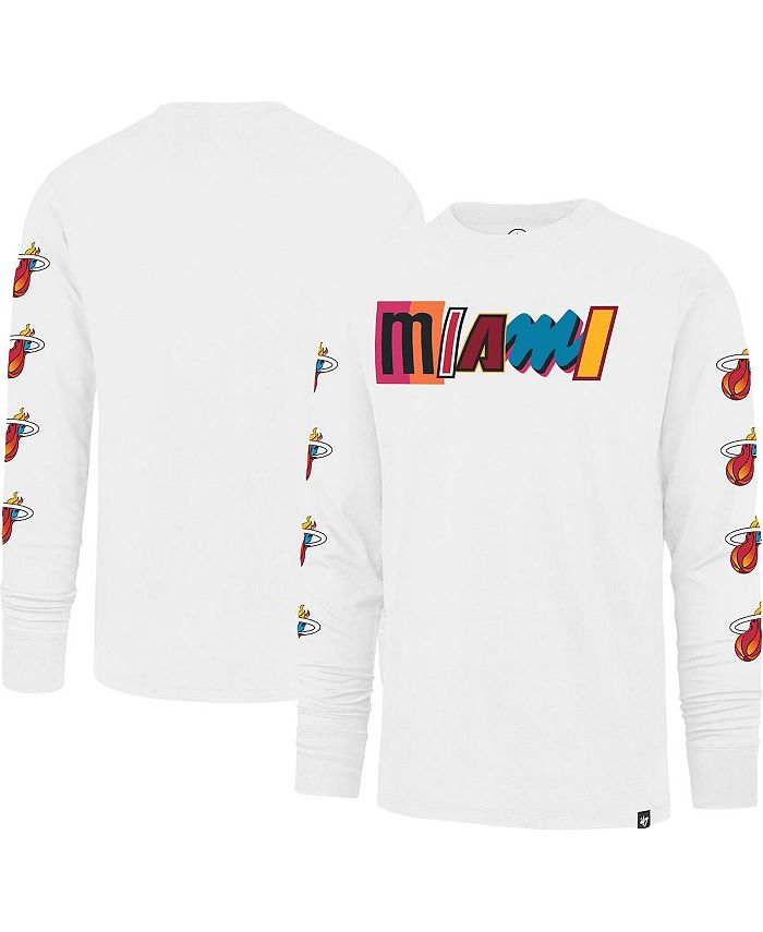 47 Brand Men's White Miami Heat City Edition Downtown Franklin Long Sleeve T-shirt