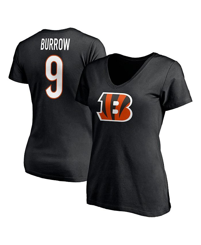 Fanatics Women's Branded Joe Burrow Black Cincinnati Bengals Player Icon Name and Number V-Neck T-shirt
