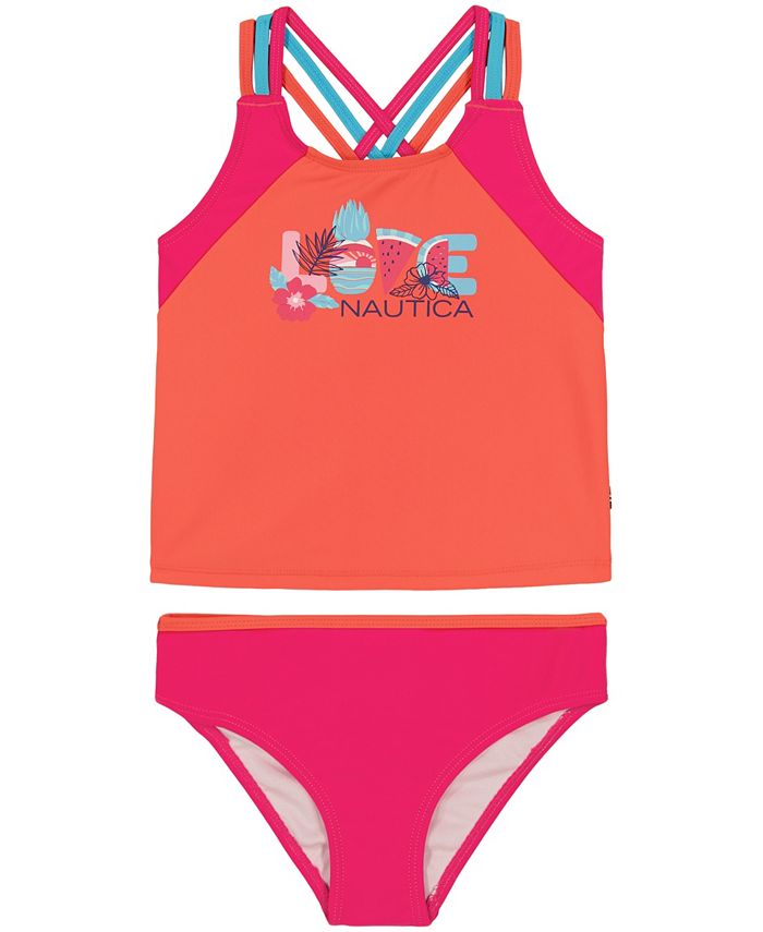 Nautica Big Girls Love Colorblock Tankini Swimsuit, 2 Piece Set