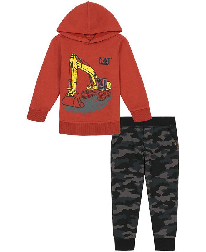 Caterpillar Toddler Boys Fleece Logo Crane Hoodie and Joggers, 2 Piece Set