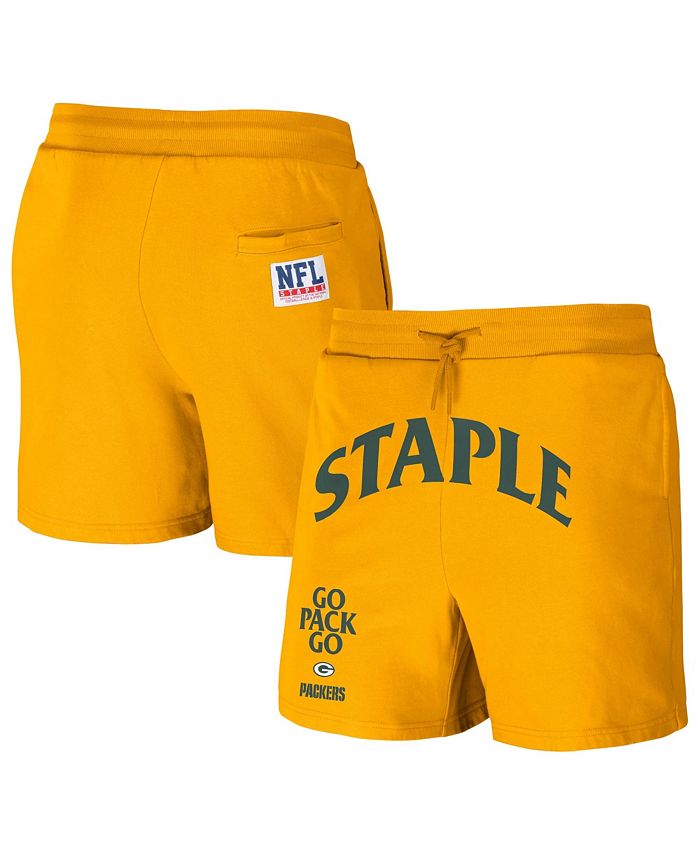 NFL Properties Men's NFL X Staple Yellow Green Bay Packers New Age Throwback Vintage-Like Wash Fleece Short