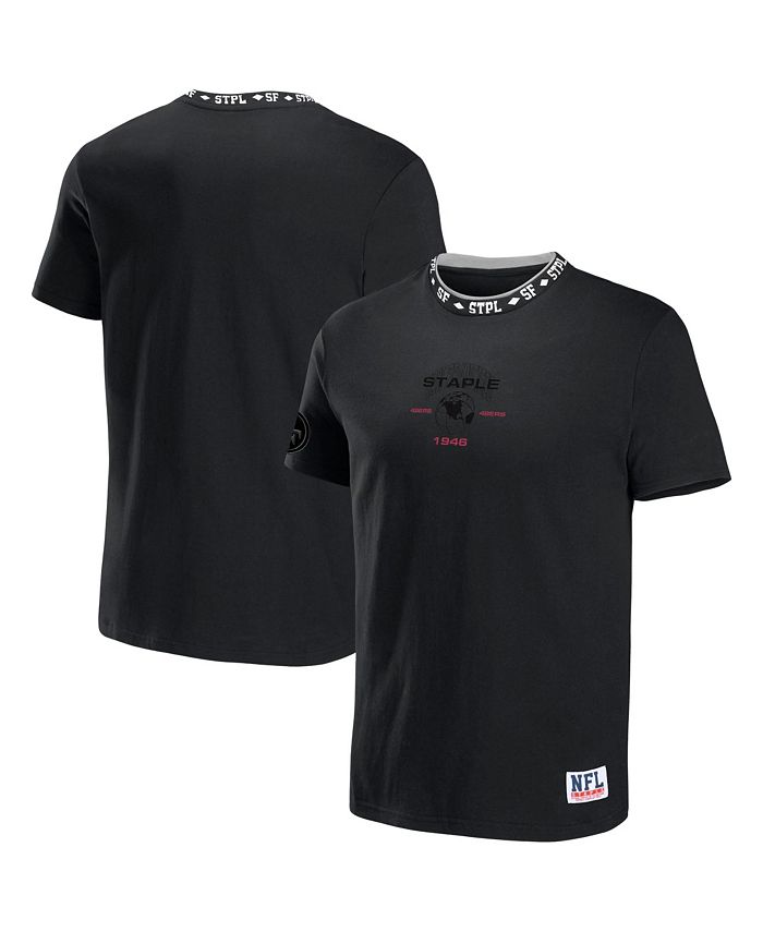 NFL Properties Men's NFL X Staple Black San Francisco 49ers Embroidered Fundementals Globe Short Sleeve T-shirt
