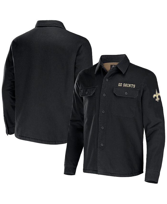 Fanatics Men's NFL x Darius Rucker Collection by Black New Orleans Saints Canvas Button-Up Shirt Jacket