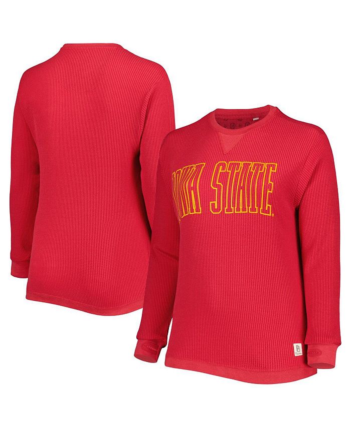 Pressbox Women's Cardinal Iowa State Cyclones Surf Plus Size Southlawn Waffle-Knit Thermal Tri-Blend Long Sleeve T-shirt