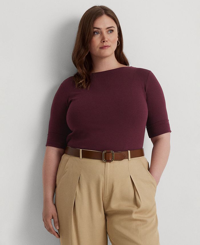Lauren Ralph Lauren Plus Size Judy Elbow-Sleeve Top