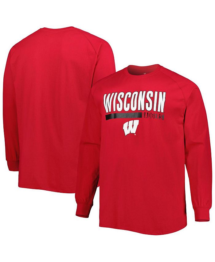 Profile Men's Red Wisconsin Badgers Big and Tall Two-Hit Raglan Long Sleeve T-shirt