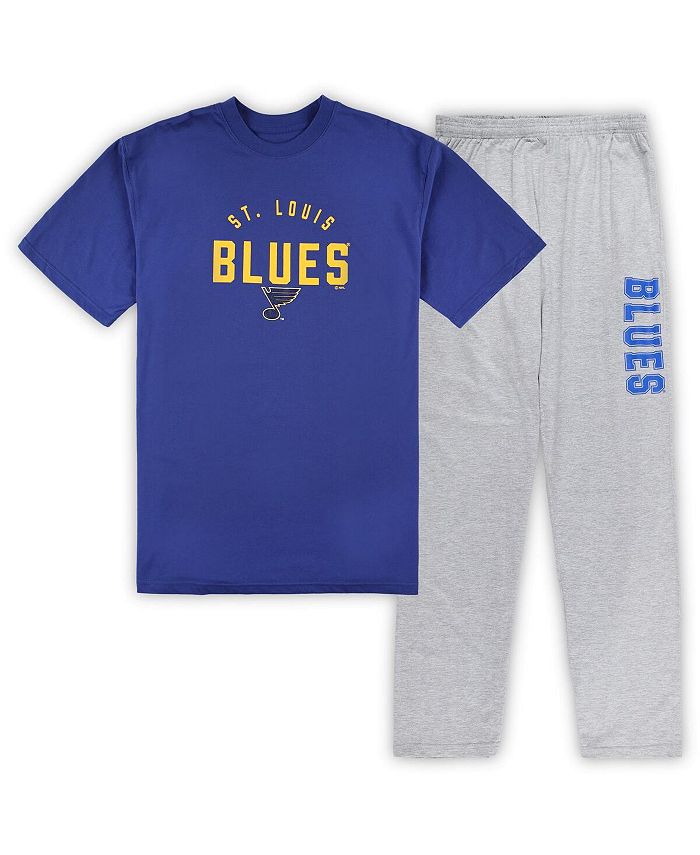 Profile Men's St. Louis Blues Royal, Heather Gray Big and Tall T-shirt and Pants Lounge Set