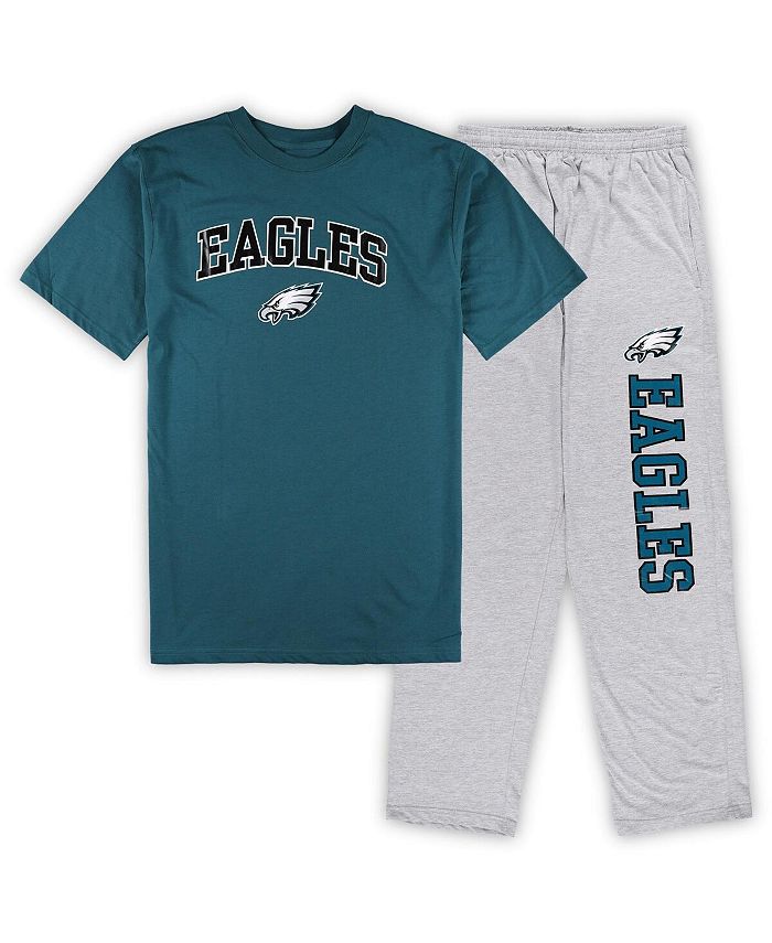 Concepts Sport Men's Midnight Green, Heather Gray Philadelphia Eagles Big and Tall T-shirt and Pajama Pants Sleep Set