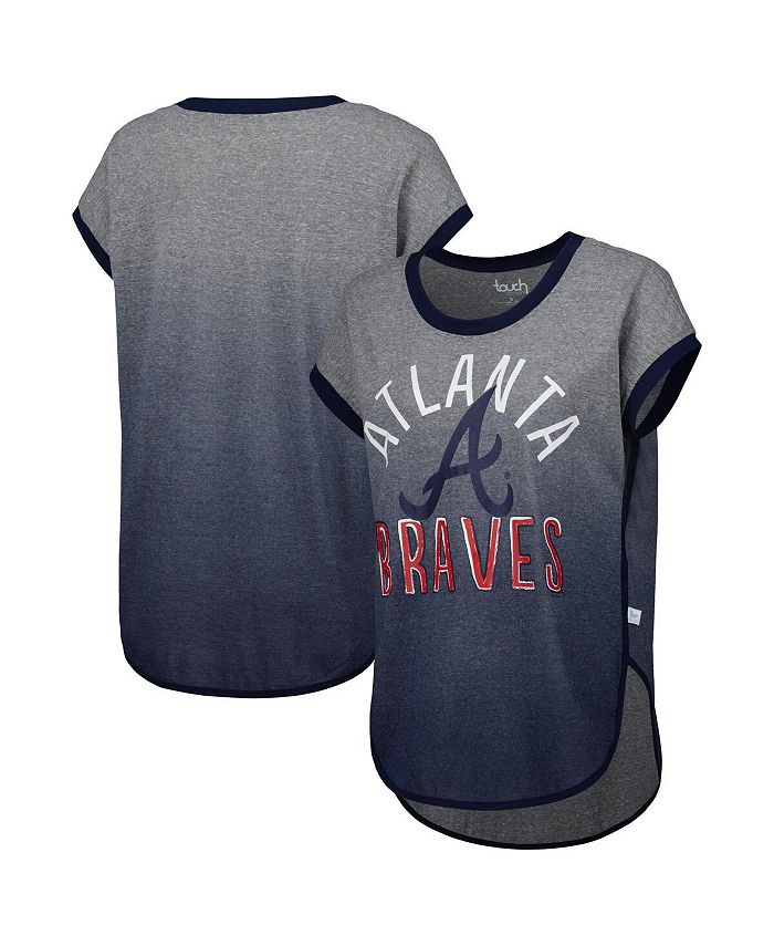 Touch Women's Gray, Navy Atlanta Braves Home Run Tri-Blend Sleeveless T-shirt