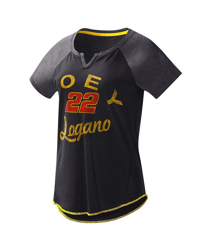 G-III 4Her by Carl Banks Women's Black Joey Logano Grand Slam Tri-Blend Notch V-Neck T-shirt