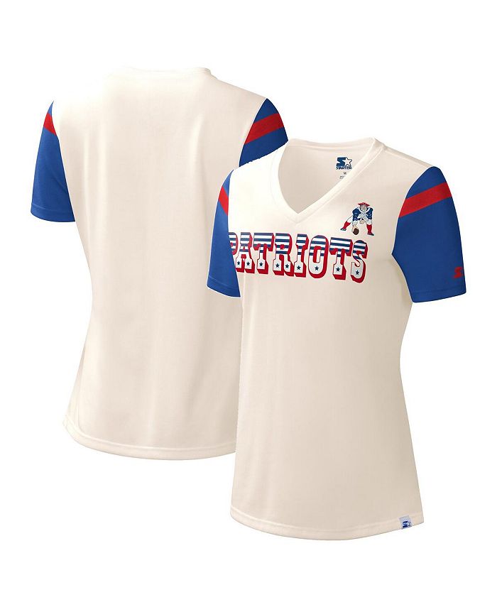 Starter Women's White New England Patriots Kick Start V-Neck T-shirt