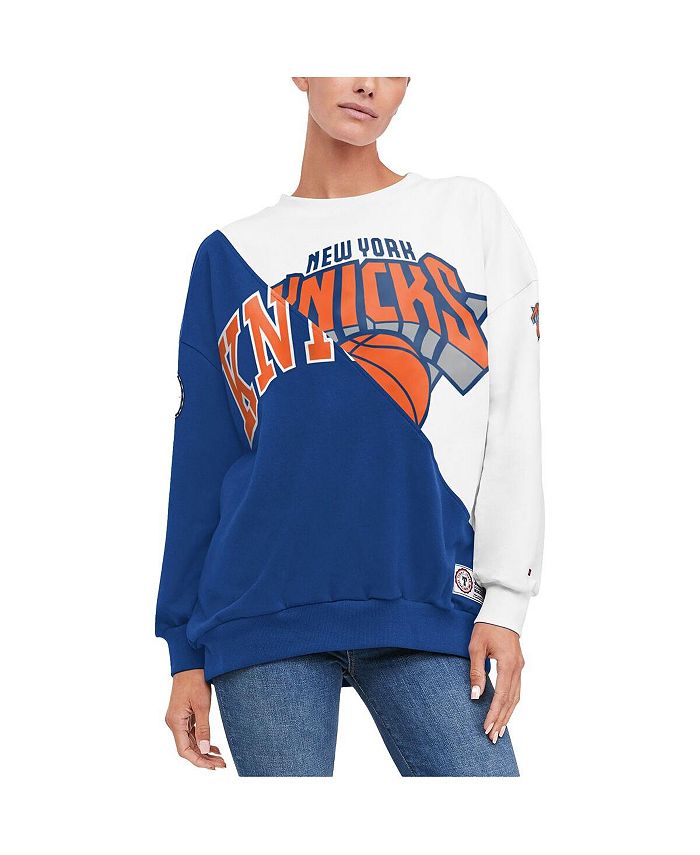 Tommy Jeans Women's Blue, White New York Knicks Ariel Pullover Sweatshirt