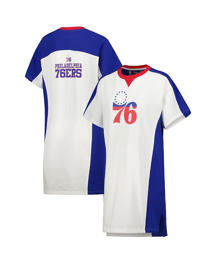 G-III 4Her by Carl Banks Women's White Philadelphia 76ers Free Throw T-shirt Dress
