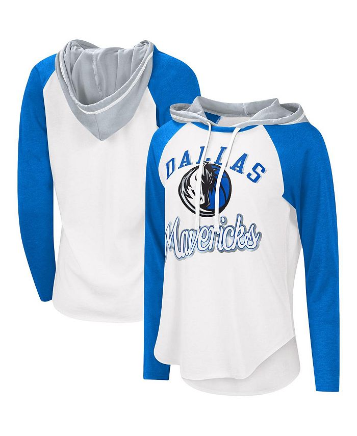 G-III 4Her by Carl Banks Women's White Dallas Mavericks MVP Raglan Hoodie Long Sleeve T-shirt