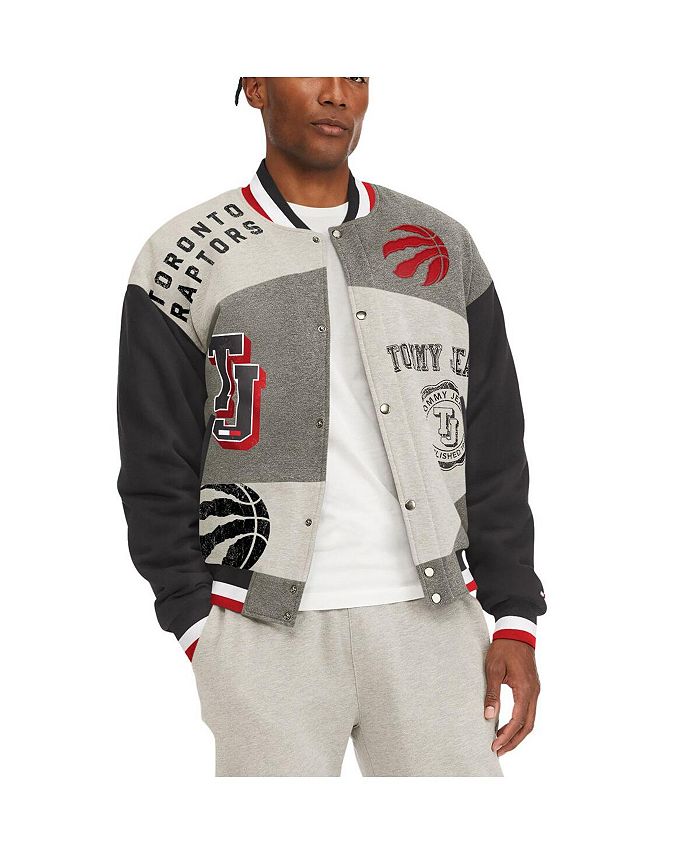 Tommy Jeans Men's Gray Toronto Raptors James Fleece Full-Snap Varsity Jacket