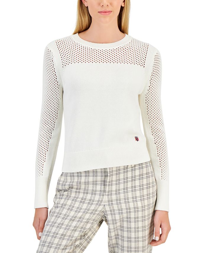 Tommy Hilfiger Women's Cotton Mixed-Stitch Sweater