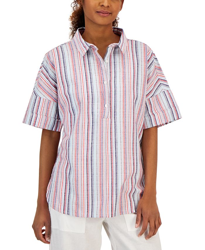 Tommy Hilfiger Women's Short Sleeve Striped Cotton Top