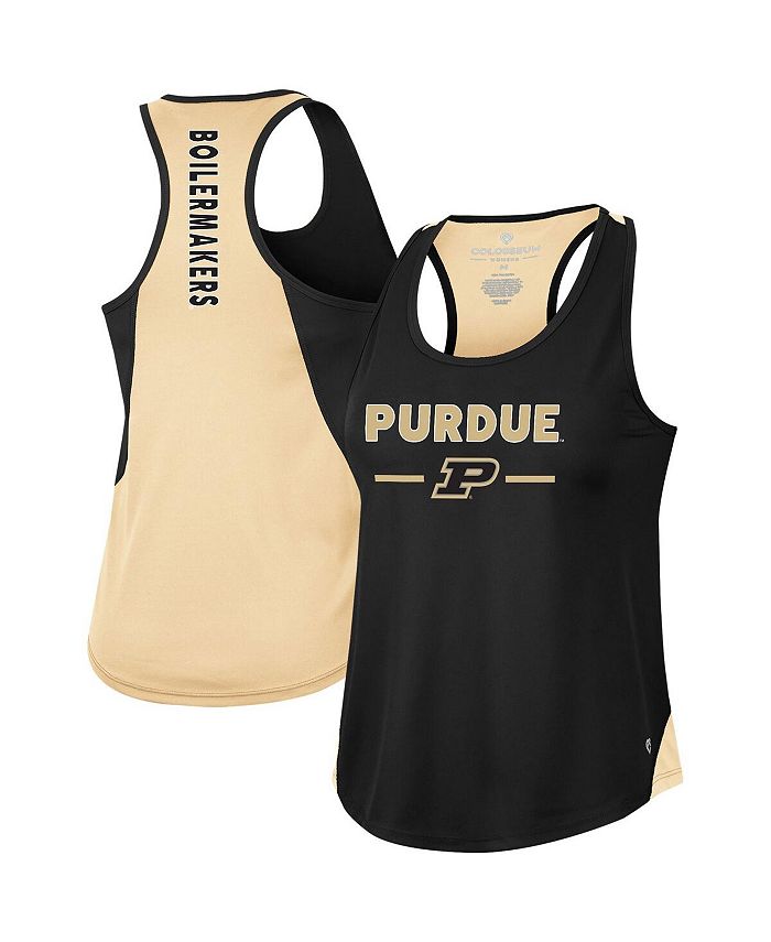 Colosseum Women's Black Purdue Boilermakers Sachs 2-Hit Scoop Neck Racerback Tank Top