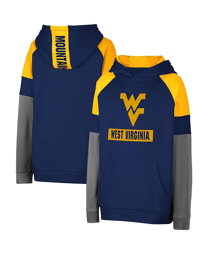 Colosseum Big Boys Navy West Virginia Mountaineers Colorblock Raglan Pullover Hoodie