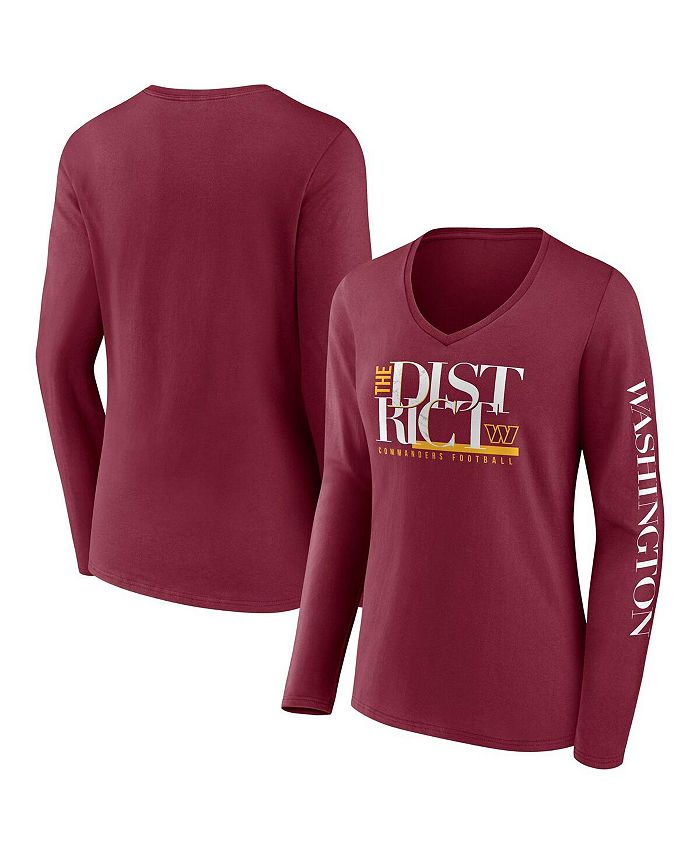 Fanatics Women's Branded Burgundy Washington Commanders Hometown Sweep Long Sleeve V-Neck T-shirt