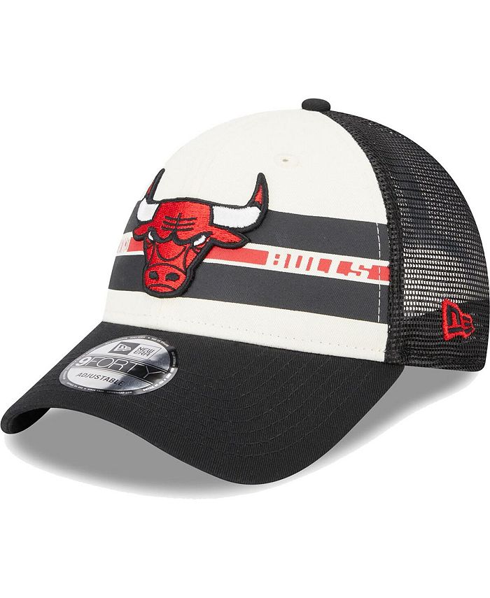 New Era Men's Chicago Bulls Black Stripes 9FORTY Trucker Snapback Hat