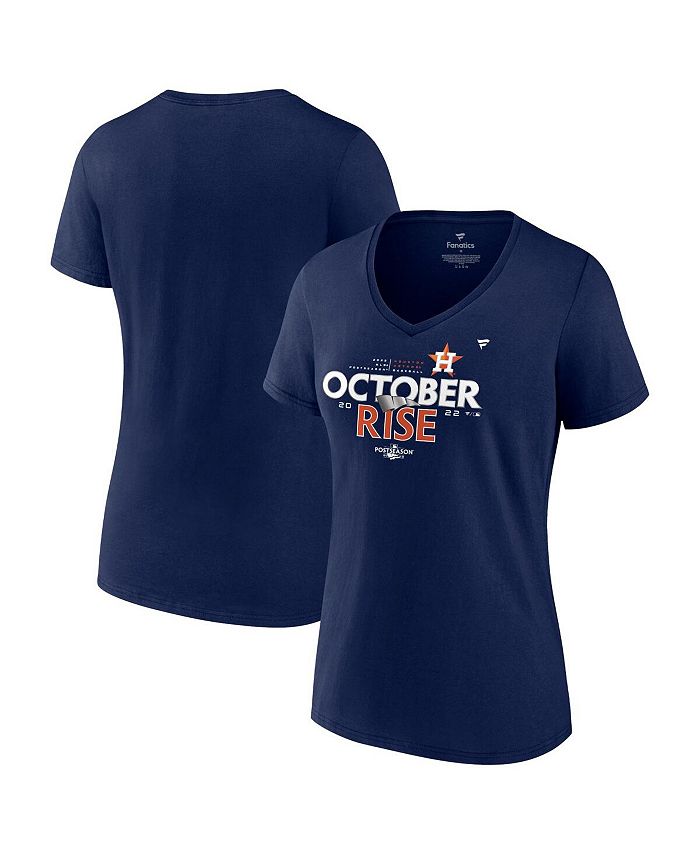 Fanatics Women's Branded Navy Houston Astros 2022 Postseason Locker Room V-Neck T-shirt