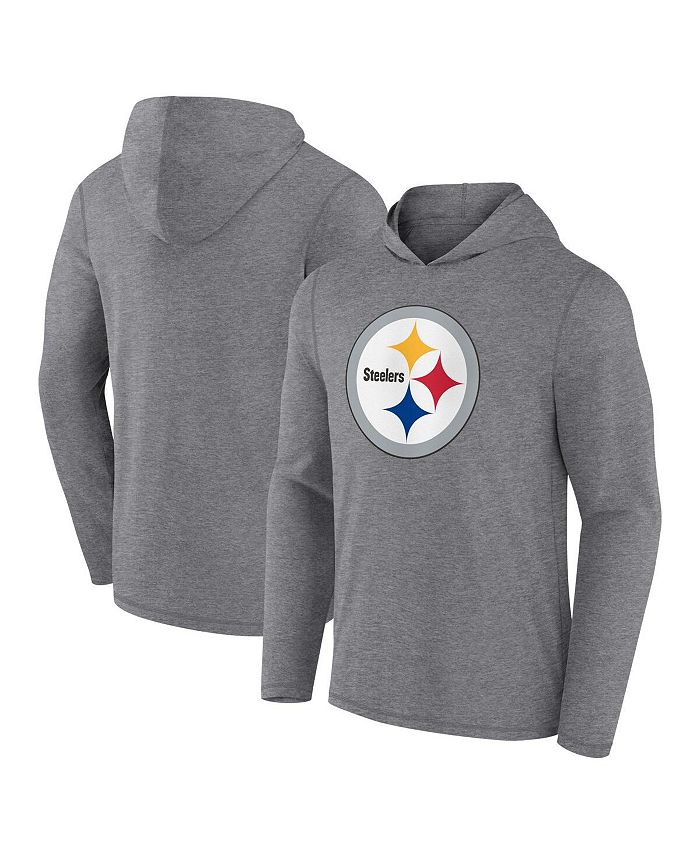 Fanatics Men's Branded Heather Gray Pittsburgh Steelers Primary Logo Long Sleeve Hoodie T-shirt