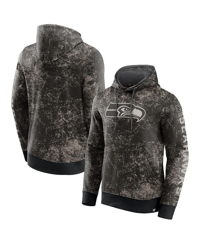 Fanatics Men's Branded Black, Gray Seattle Seahawks Blackout Tonal Pullover Hoodie