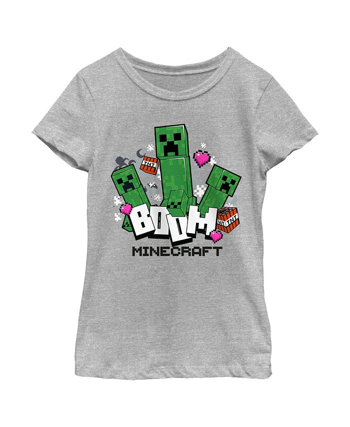 Microsoft Girl's Minecraft Creepers Boom Logo Child T-Shirt