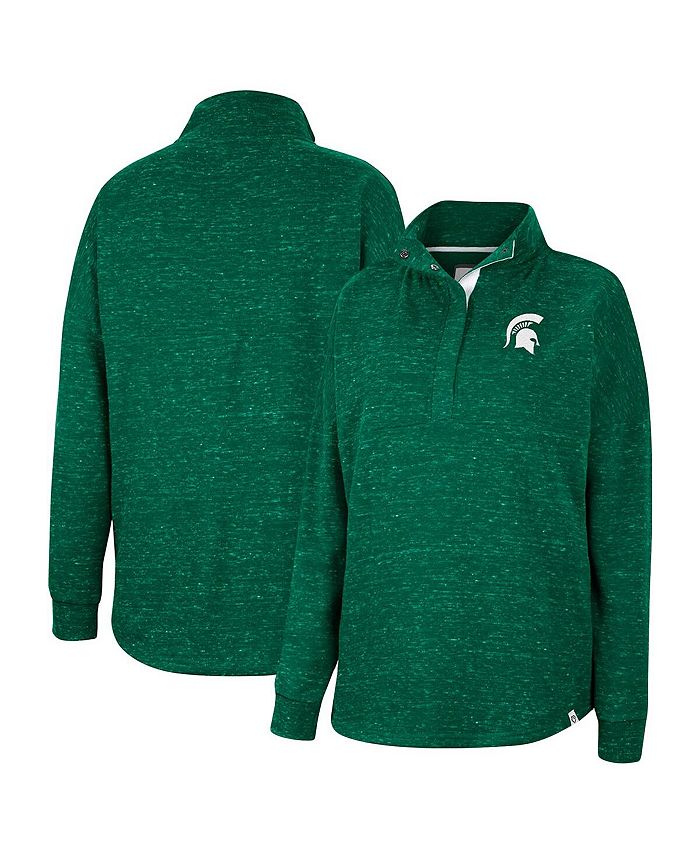 Colosseum Women's Green Michigan State Spartans Natalie Speckled Quarter-Snap Top