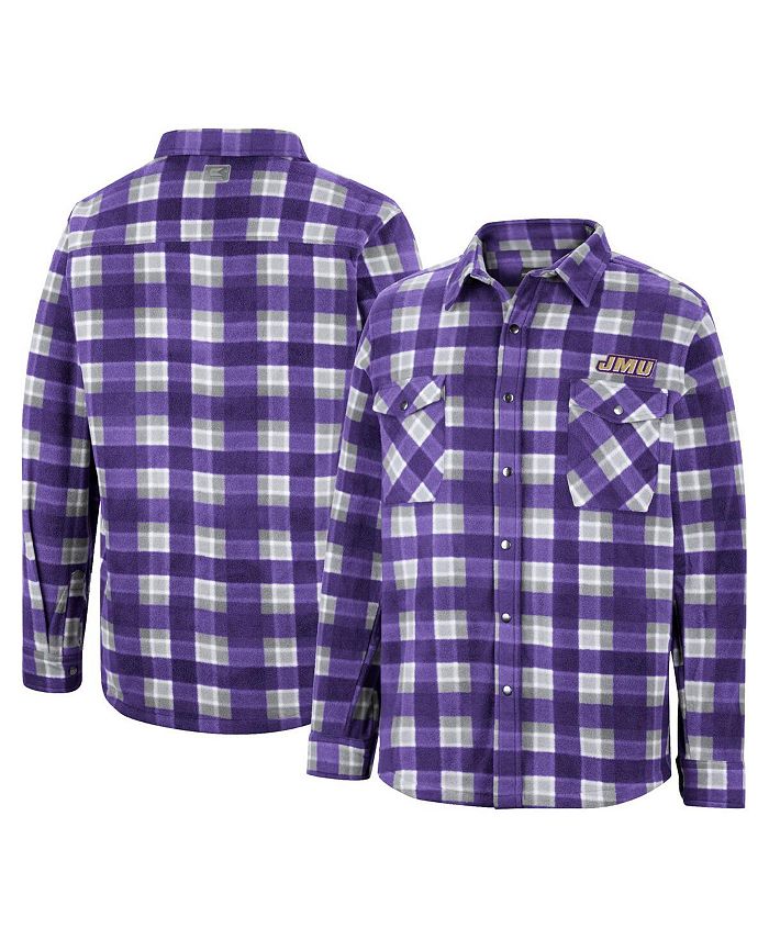 Colosseum Men's Purple, White James Madison Dukes Ellis Plaid Full-Snap Shirt Jacket