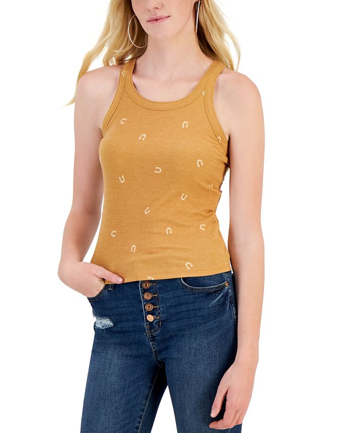 Hippie Rose Juniors' Rib-Knit Scalloped-Trim Tank Top