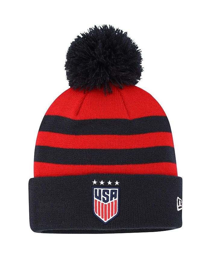 New Era Men's Red USWNT Team Cuffed Knit Hat with Pom