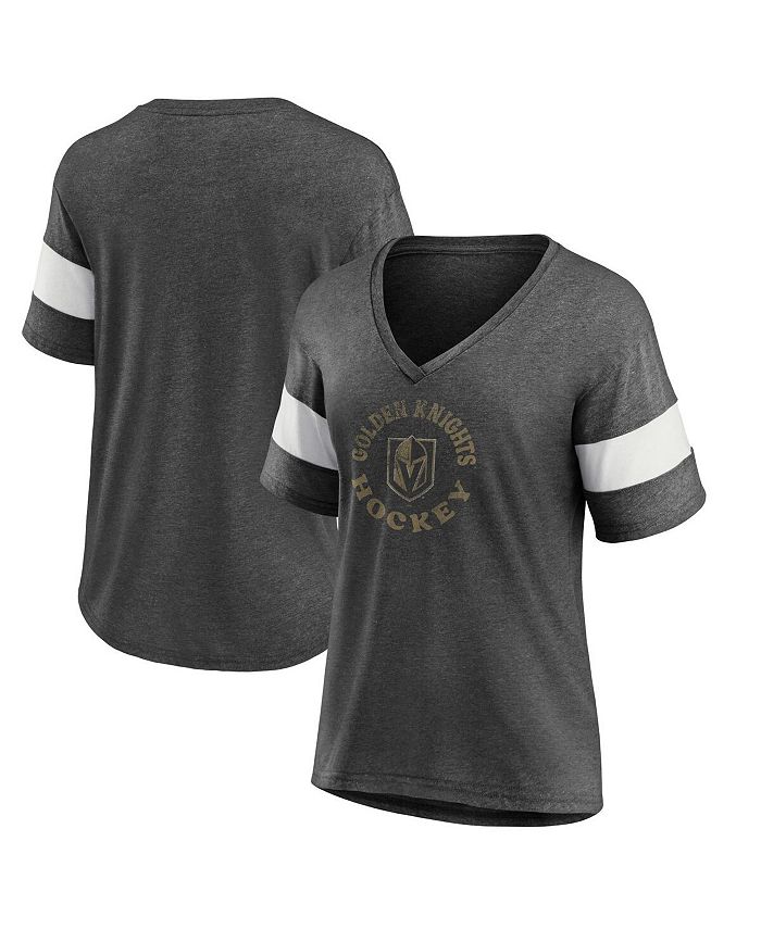 Fanatics Women's Branded Heather Charcoal Vegas Golden Knights Special Edition 2.0 Ring The Alarm V-Neck T-shirt