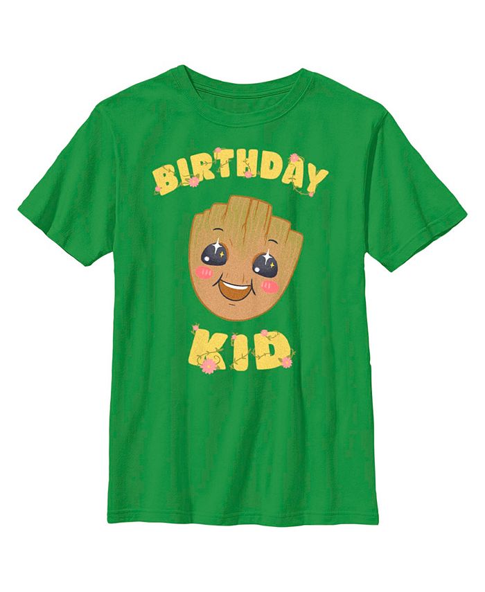 Marvel Boy's Guardians of the Galaxy Baby Face Birthday Kid Groot Child T-Shirt