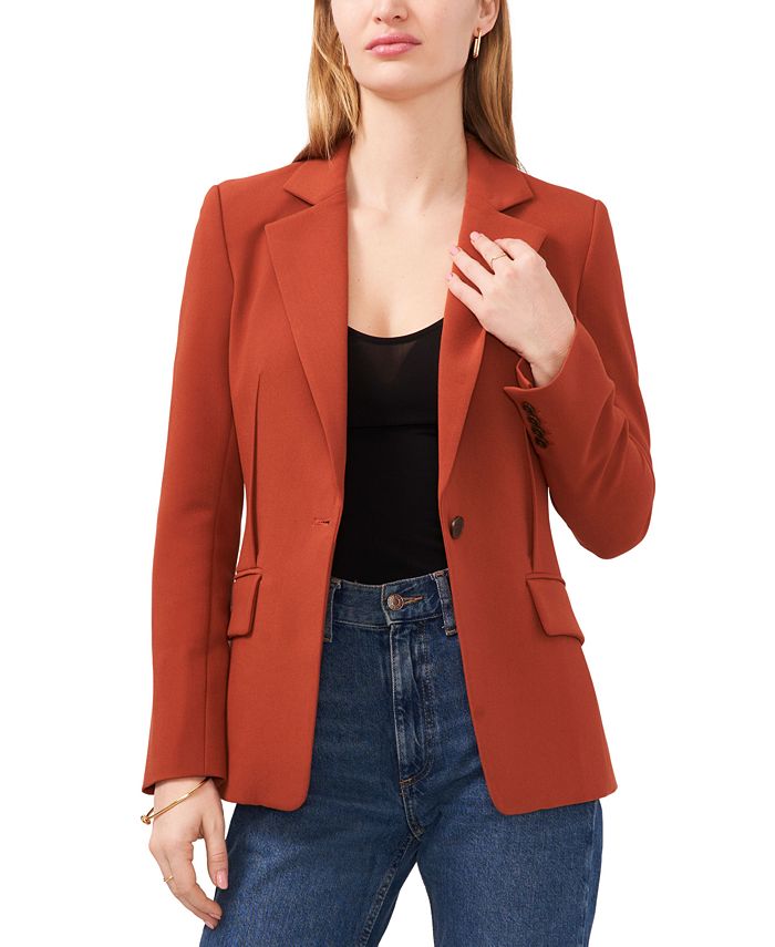 1.STATE Women's Exposed-Dart Classic Single-Button Blazer