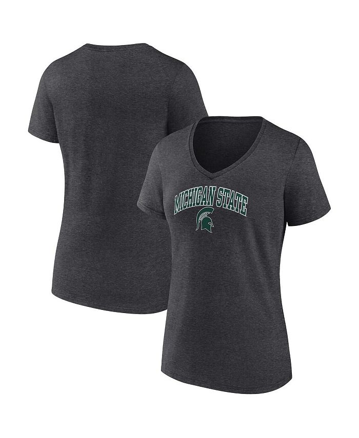 Fanatics Women's Branded Heather Charcoal Michigan State Spartans Evergreen Campus V-Neck T-shirt
