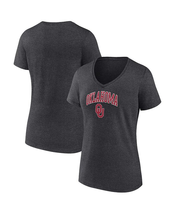 Fanatics Women's Branded Heather Charcoal Oklahoma Sooners Evergreen Campus V-Neck T-shirt