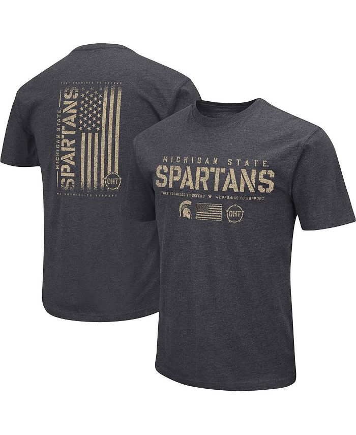 Colosseum Men's Heather Black Michigan State Spartans Big and Tall OHT Military-Inspired Appreciation Playbook T-shirt