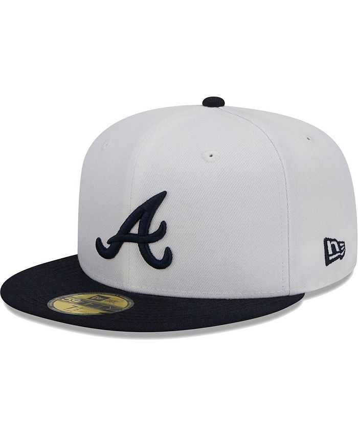 New Era Men's White, Navy Atlanta Braves Optic 59FIFTY Fitted Hat