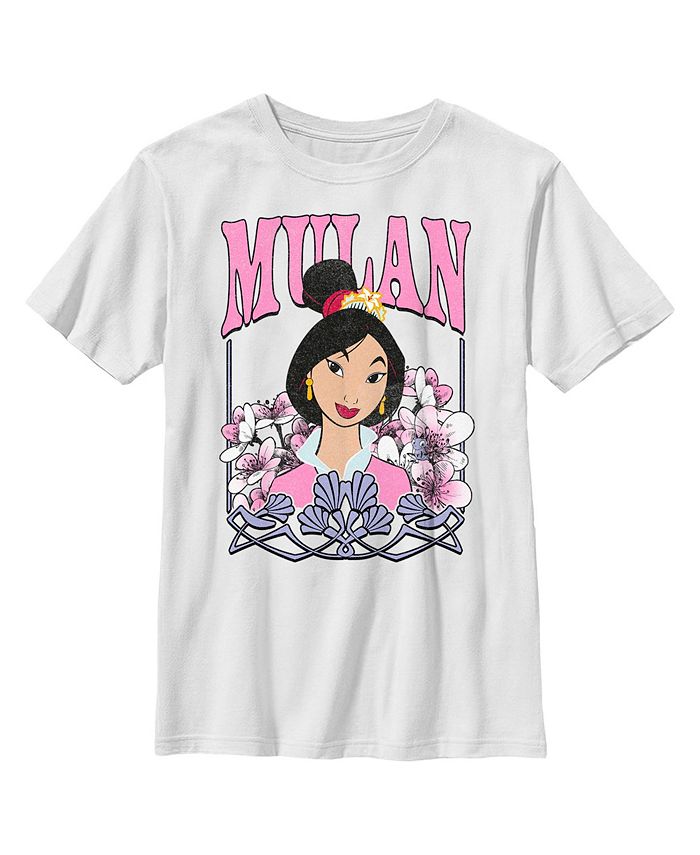 Disney Boy's Mulan Distressed Floral Portrait Child T-Shirt