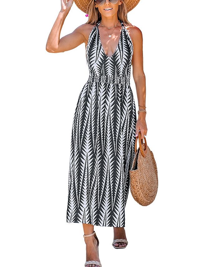 CUPSHE Women's Geo Print V-Neck Maxi Cover Up Dress